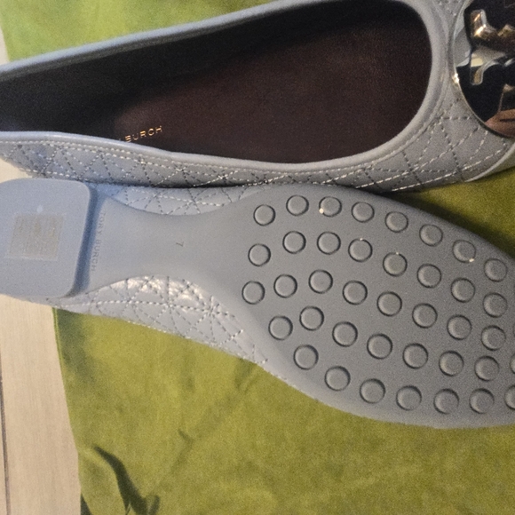 Tory Burch Claire Cap-Toe Quilted Ballet – Dew Blue/Gold/Silver – Size 7 - Picture 5 of 8
